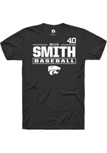 Miles Smith  K-State Wildcats Black Rally NIL Stacked Box Short Sleeve T Shirt