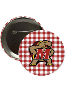Maryland Terrapins 3" Plaid Button - Red