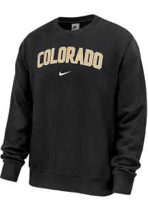 Nike Colorado Buffaloes Mens Black Arch Name Club Fleece Long Sleeve Crew Sweatshirt