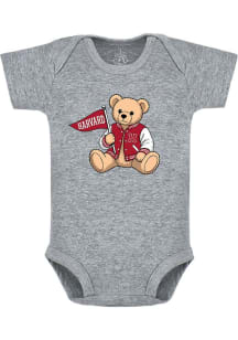 Harvard Crimson Baby Grey Varsity Bear Short Sleeve One Piece