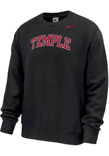 Nike Temple Owls Mens Black Club Fleece Long Sleeve Crew Sweatshirt