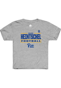 Mason Heintschel Pitt Panthers Youth Grey NIL Stacked Box Player Tee