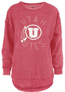Pressbox Utah Utes Womens Red Bakersfield Crew Sweatshirt