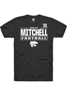 Dominic Mitchell K-State Wildcats Black Football NIL Stacked Box Short Sleeve Player T Shirt