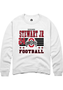 Deshawn Stewart Jr Ohio State Buckeyes Mens White Football NIL Striped Player Crew