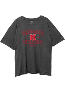 Nebraska Cornhuskers Womens Black Intramural Oversized Short Sleeve T-Shirt