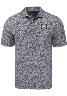 Cutter and Buck Orlando City SC Mens Black Pike Flora Short Sleeve Polo
