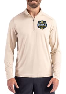 Cutter and Buck Michigan Wolverines Mens Oatmeal 2026 MBB Champions Coastline Long Sleeve Qtr Zip..