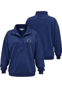 Penn State Nittany Lions Womens Navy Blue Quilted Snap Qtr Zip