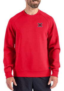 Cutter and Buck Miami RedHawks Mens Red Roam Long Sleeve Crew Sweatshirt