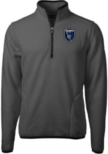 Cutter and Buck San Jose Earthquakes Mens Graphite Cascade Sherpa Long Sleeve Qtr Zip Pullover