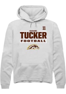 Nadame Tucker Western Michigan Broncos Mens White Football NIL Stacked Box Player Hood