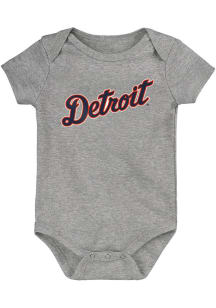 Detroit Tigers Baby Grey Road Wordmark Short Sleeve One Piece