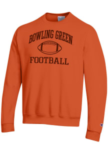 Champion Bowling Green Falcons Mens Orange Football Icon Powerblend Long Sleeve Crew Sweatshirt