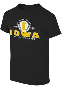Original Retro Brand Iowa Hawkeyes Youth Black 2025 Big Ten Baseball Short Sleeve Fashion T-Shirt