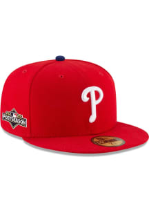 New Era Philadelphia Phillies Mens Red 2025 Game Post Season Side Patch 59FIFTY Fitted Hat