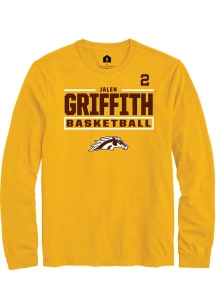 Jalen Griffith Western Michigan Broncos Gold NIL Stacked Box Long Sleeve Player T Shirt