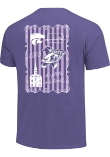 K-State Wildcats Womens Lavender Campus Sketch Frame Short Sleeve T-Shirt