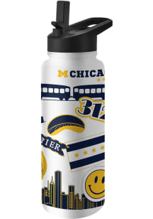 Michigan Wolverines Native 34oz Quencher Stainless Steel Bottle - White