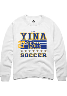 Adoo Yina Pitt Panthers Mens White NIL Striped Player Crew