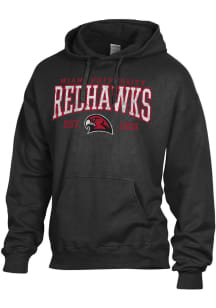 Gear For Sports Miami RedHawks Mens Black Arch Est Date Garment Dyed Long Sleeve Hoodie
