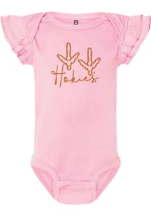 Summit Sportswear Virginia Tech Hokies Baby Pink Flutter Sleeve Short Sleeve One Piece