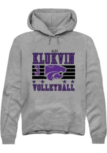 Alex Klukvin K-State Wildcats Mens Grey NIL Striped Player Hood