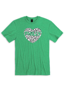 Philadelphia Womens Kelly Green Glitter Heart Short Sleeve T-Shirt
