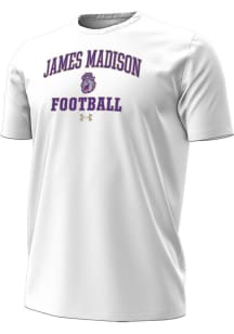 Under Armour James Madison Dukes White Football Football Performance Short Sleeve T Shirt
