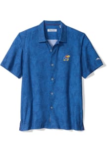 Tommy Bahama Kansas Jayhawks Mens Blue Saltwater Fronds Short Sleeve Dress Shirt