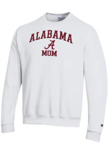Champion Alabama Crimson Tide Mens White Mom Powerblend Long Sleeve Crew Sweatshirt