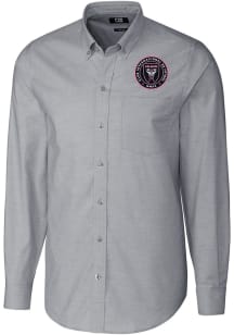 Cutter and Buck Inter Miami CF Mens Charcoal Stretch Oxford Big and Tall Dress Shirt