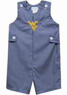 Vive La Fete West Virginia Mountaineers Baby Navy Blue Gingham Overalls
