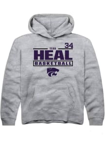 Tess Heal Rally K-State Wildcats Youth NIL Stacked Box Long Sleeve Player Hoodie Grey