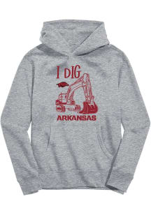 Vive La Fete Arkansas Razorbacks Youth Grey Excavator Long Sleeve Hoodie