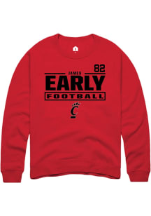 James Early Cincinnati Bearcats Mens Red Football NIL Stacked Box Player Crew