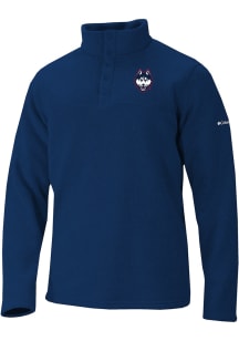 Columbia UConn Huskies Mens Navy Blue Alto Pass Half Snap Long Sleeve Qtr Zip Pullover