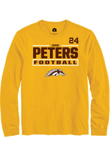 John Peters Western Michigan Broncos Gold Football NIL Stacked Box Long Sleeve Player T Shirt