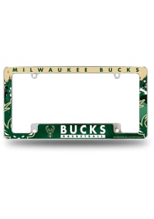Milwaukee Bucks Primary All Over Chrome License Plate Frame - White