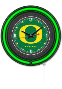 Oregon Ducks Chrome Double Neon Wall Clock