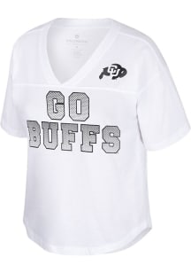 Colosseum Colorado Buffaloes Womens White Shiz Short Sleeve T-Shirt