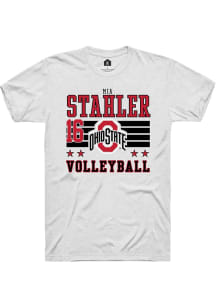 Mia Stahler Ohio State Buckeyes White NIL Striped Short Sleeve Player T Shirt