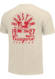 Houston Cougars Ivory Mascot Overlay Short Sleeve T Shirt