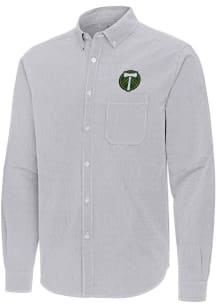 Antigua Portland Timbers Mens Ash Porter Long Sleeve Dress Shirt
