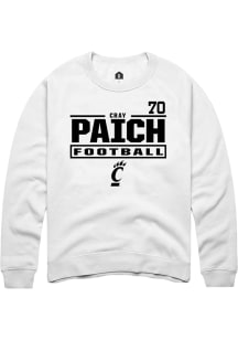 Cray Paich Cincinnati Bearcats Mens White NIL Stacked Box Player Crew