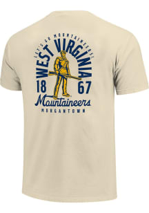 West Virginia Mountaineers Ivory Mascot Overlay Short Sleeve T Shirt