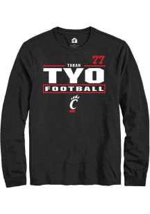Taran Tyo Cincinnati Bearcats Black Football NIL Stacked Box Long Sleeve Player T Shirt