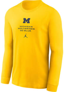 Nike Michigan Wolverines Yellow DriFit Sideline Practice Jordan Long Sleeve T Shirt