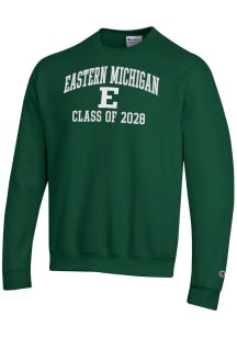 Champion Eastern Michigan Eagles Mens Green Primary Class of 2028 Powerblend Long Sleeve Crew Swea..