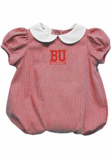 Vive La Fete Boston Terriers Baby Red Gingham Collar Short Sleeve One Piece